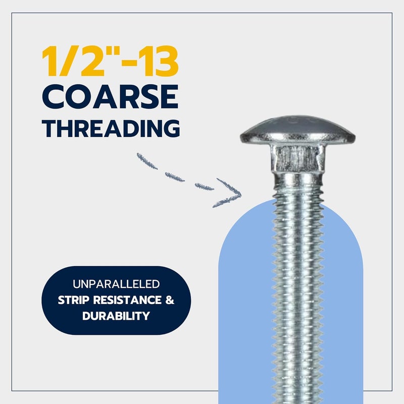 MAKERS BOLT 1/2" x 3" (25 Pack) Zinc Carriage Bolt Kit, Grade 307A by - Image 5
